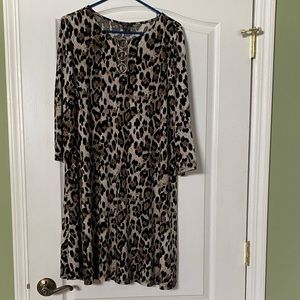 Leopard dress with 3/4 sleeve